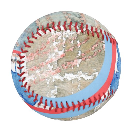 抽象芸術アートコラージョン，混合メディア，水彩4 野球ボール (正面左)