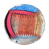 抽象芸術アートコラージョン，混合メディア，水彩4 野球ボール (正面)
