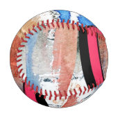 抽象芸術アートコラージョン,混合メディア,水彩4 野球ボール (正面左)