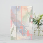 抽象芸術アートコラージョン，混合メディア，水彩 便箋 (スタンド正面)