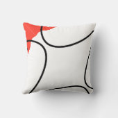 抽象芸術アートコーラルレッド白黒 クッション (裏面)