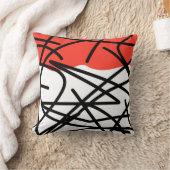 抽象芸術アートコーラルレッド白黒 クッション (ブランケット)