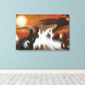 抽象芸術アートサウスウェスト火災と氷 キャンバスプリント (インサイチュ (ウッドフロア))