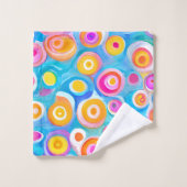 抽象芸術アートサークル名Bright Colorsおもしろい バスタオルセット (ウォッシュタオル)