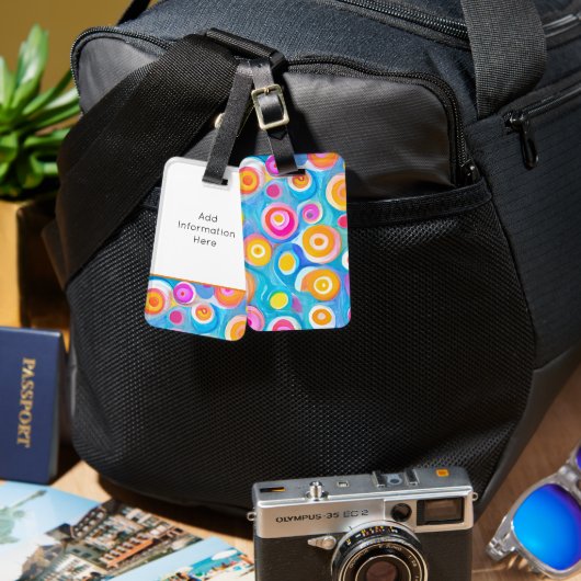 抽象芸術アートサークル明るい色トラベル情報 ラゲッジタグ (正面&裏面)