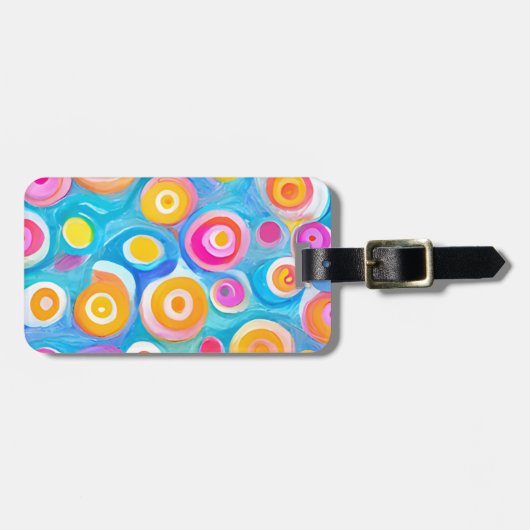 抽象芸術アートサークル明るい色トラベル情報 ラゲッジタグ (正面横)