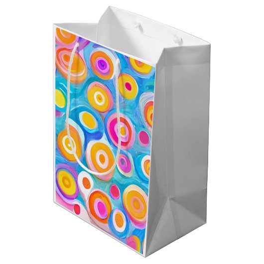 抽象芸術アートサークル明カラフルるいおもしろい ミディアムペーパーバッグ (裏面アングル)