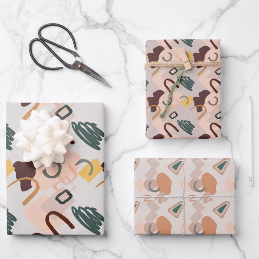 抽象芸術アートシェードオブブラウンラッピング紙シート ラッピングペーパーシート (正面)