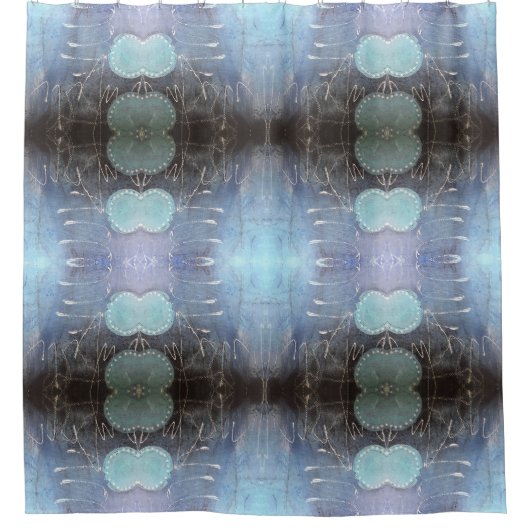 抽象芸術アートシャワーカーテンinブルーホワイトブラック シャワーカーテン (正面)