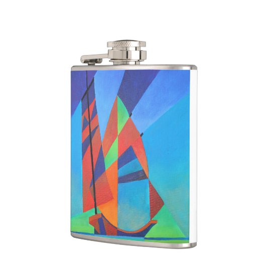 抽象芸術アートジャンクボート深いブルースカイ フラスク (左)