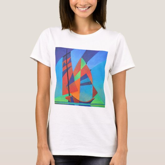 抽象芸術アートジャンクボート深いブルースカイ Tシャツ (正面)