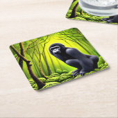 抽象芸術アートジャングルゴリラ スクエアペーパーコースター (アングル)