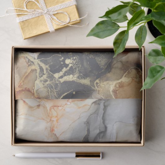 抽象芸術アートジュエルトーンシトラスブラック&金ゴールド 薄葉紙 (ギフト)