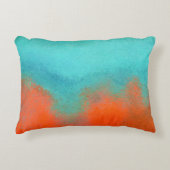 抽象芸術アートスカイファイアーラバーコーラルターコイズオレンジ アクセントクッション (正面)