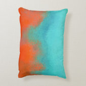 抽象芸術アートスカイファイアーラバーコーラルターコイズオレンジ アクセントクッション (裏面(縦))