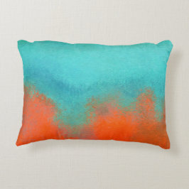 抽象芸術アートスカイファイアーラバーコーラルターコイズオレンジ アクセントクッション
