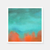 抽象芸術アートスカイファイアーラバーコーラルターコイズオレンジ スタンダードカクテルナプキン (正面)