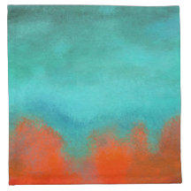 抽象芸術アートスカイファイアーラバーコーラルターコイズオレンジ