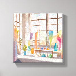 抽象芸術アートスタジオ | 明るい空気の水色 キャンバスプリント