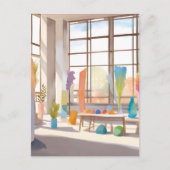 抽象芸術アートスタジオ | 明るい空気の水色 ポストカード (正面)