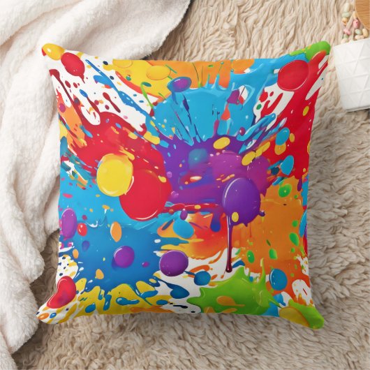 抽象芸術アートスプラッシュ クッション (ブランケット)