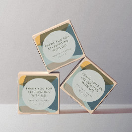 抽象芸術アートセージティール（緑がかった色）カスタムウェディングサンキュー スクエアシール