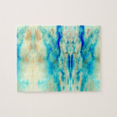抽象芸術アートターコイズクリームブルージグソーパズル ジグソーパズル (横)