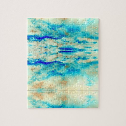 抽象芸術アートターコイズクリームブルージグソーパズル ジグソーパズル (縦)