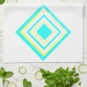 抽象芸術アートターコイズグリーンブルーホワイト キッチンタオル (折り畳み)