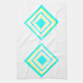 抽象芸術アートターコイズグリーンブルーホワイト キッチンタオル (縦)