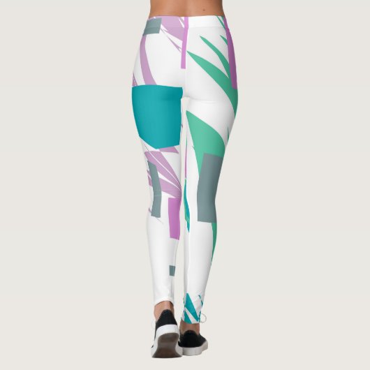 抽象芸術アートターコイズパステルカラーレギンス レギンス (裏面)
