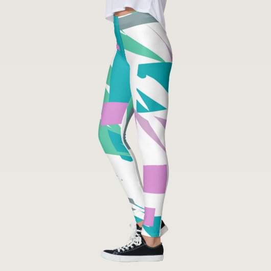 抽象芸術アートターコイズパステルカラーレギンス レギンス (左)