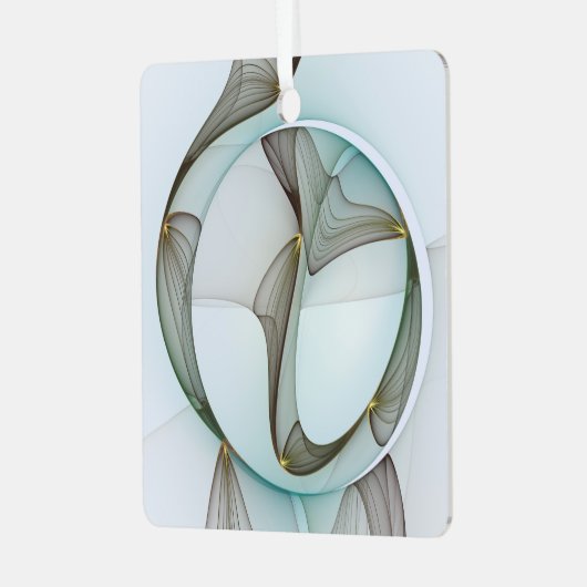 抽象芸術アートターコイズブラウン金ゴールドエレガンススクエア メタルオーナメント (正面左)