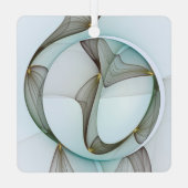 抽象芸術アートターコイズブラウン金ゴールドエレガンススクエア メタルオーナメント (裏面)