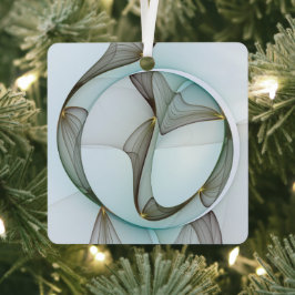 抽象芸術アートターコイズブラウン金ゴールドエレガンススクエア メタルオーナメント