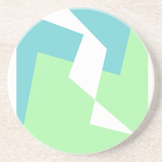 抽象芸術アートターコイズブルーグリーン コースター (正面)