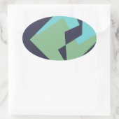 抽象芸術アートターコイズブルーグリーン 楕円形シール (バッグ)