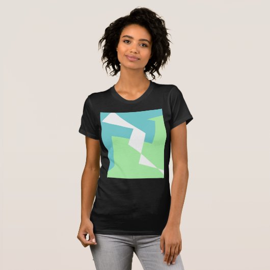 抽象芸術アートターコイズブルーグリーン Tシャツ (正面フル)