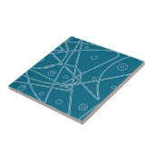 抽象芸術アートターコイズライン円ミニマリズム タイル (側面)