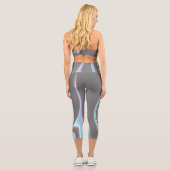 抽象芸術アートチャコールグレーブルーホワイトミニマリズム カプリレギンス (裏面)