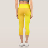 抽象芸術アートテクスチャサニーハッピーイエローオレンジ カプリレギンス (裏面)