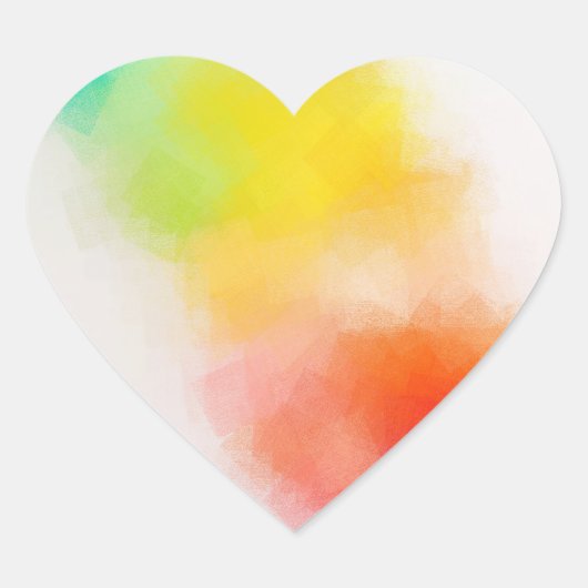 抽象芸術アートテンプレートカラフルピンクレッドイエロー ハートシール (正面)