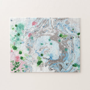 抽象芸術アートテンプレートモダンピンクブルーグリーンカラー ジグソーパズル