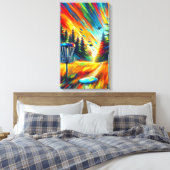 抽象芸術アートディスクゴルカラフルフAIアート キャンバスプリント (インサイチュ (寝室))