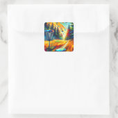 抽象芸術アートディスクゴルフをテーマ スクエアシール (バッグ)