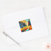 抽象芸術アートディスクゴルフをテーマ スクエアシール (封筒)