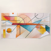 抽象芸術アートデザインインレッズ&オレンジ ビーチタオル (正面)