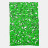 抽象芸術アートデザイン緑の葉 キッチンタオル (縦)