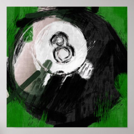 抽象芸術アートナンバー8ビリヤード・ボール ポスター (正面)