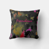 抽象芸術アートノワール黒ピンクと金ゴールド クッション (裏面)